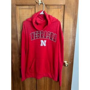 Nebraska Red Hoodie/Turtle Neck Sweatshirt Men’s Size M 55% Cotton 45% Polyester